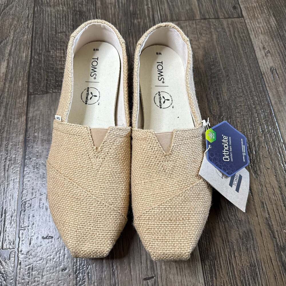 TOMS Women's Alpargata Natural Burlap Slip-On Shoes Size 8